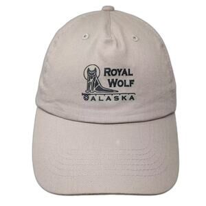 Hit Wear Baseball Cap Beige Strapback OS Royal Wolf Alaska Embroidered Hat